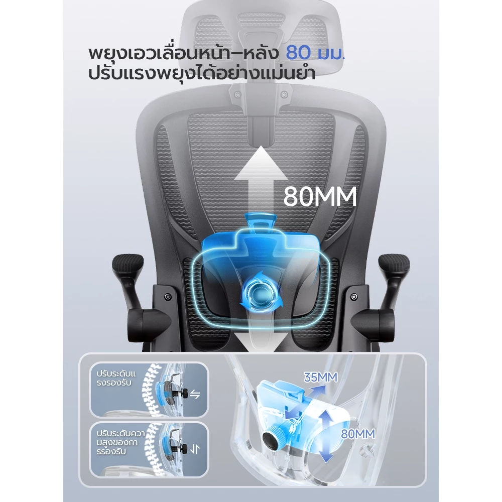 Xpanse w902 เก้าอี้ทำงาน รองรับหลังล่างปรับได้ เก้าอี้สุขภาพ ตาข่ายสองชั้น ไม่อับ ระบายอากาศ เก้าอี้สำนักงาน สวมที่รองศีรษะแบบปรับได้ 2D เก้าอี้เกมมิ่ง thumbnail 4