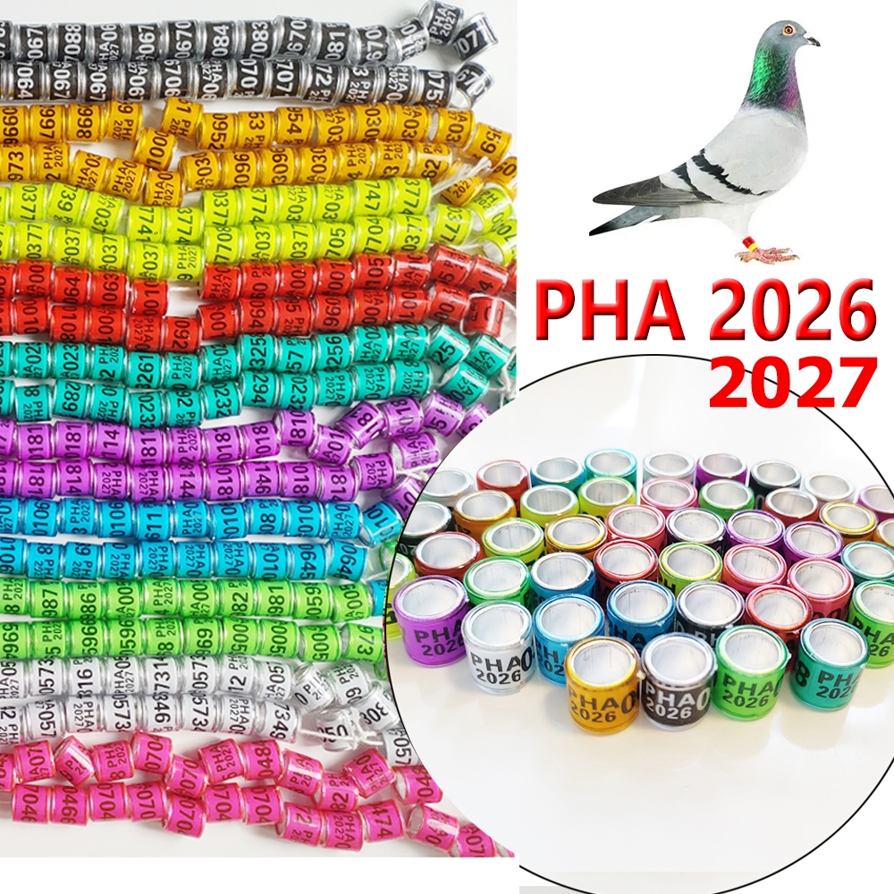 50 ชิ้น/10 PC PHA Pigeon แหวนเท้า 2026/2027 PHA Pigeons แหวน 10 สี 8 มม./10 มม.นกแก้วขาแหวนนกการฝึกอ