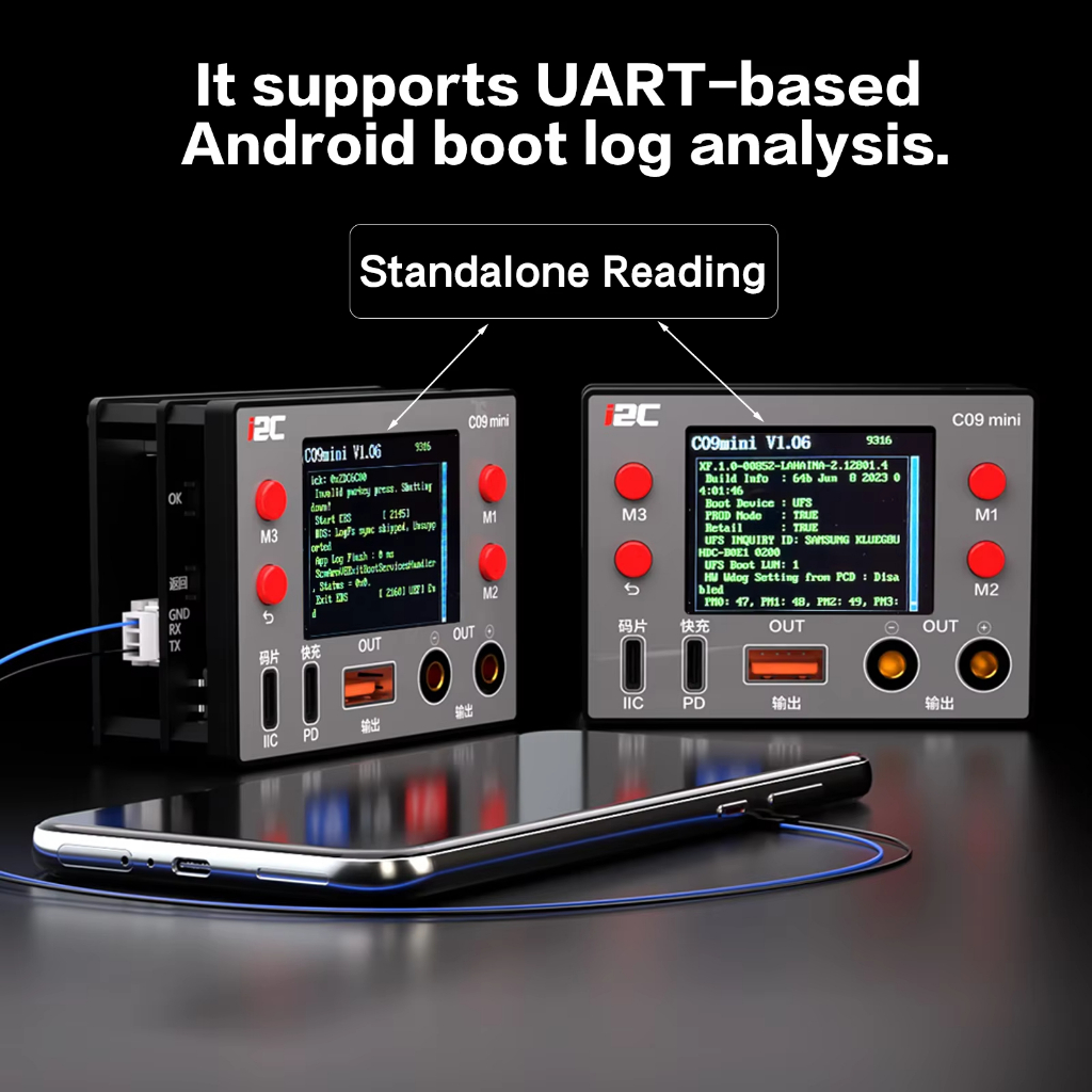 I2C C09 Mini Waveform แอมป์มิเตอร์ 3 โหมดจอแสดงผลสําหรับโทรศัพท์เมนบอร์ดการวิเคราะห์ปัญหารองรับการอ่