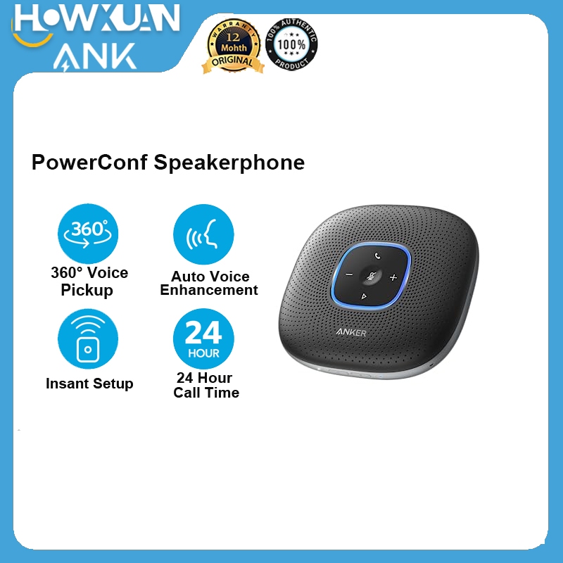 ANK PowerConf Speakerphone Bluetooth 5.3 พร้อมไมโครโฟน 6 ตัว 360° ลําโพงประชุมกระบะเสียงที่ได้รับการปรับปรุง