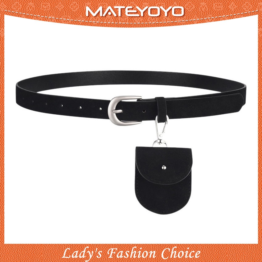 MATEYOYO แฟชั่นผู้หญิง เข็มขัดPU หนังแท้ ปรับขนาดได้ ออกแบบเรียบหรู