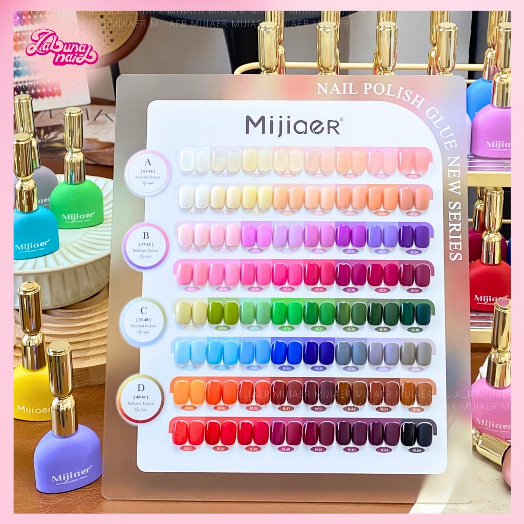 【พร้อมส่ง】MIJIAER ชุดยาทาเล็บเจล 64 สี (base + top + แผนภูมิสีสำเร็จรูป) เจลสีทึบ สีอิ่มตัว