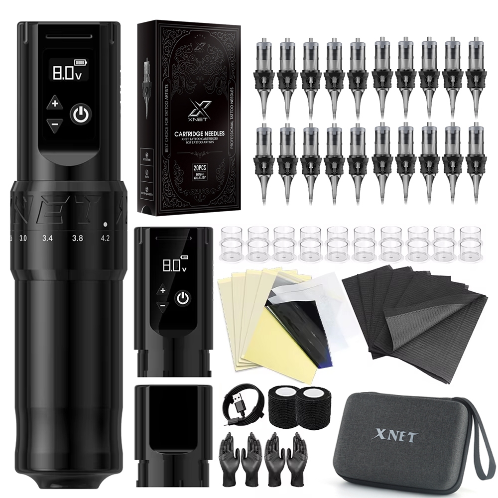XNET F1 ไร้สายเครื่องสักชุดปากกา 20 PC ตลับหมึกเข็มที่กําหนดเองมอเตอร์ 2400mAh แบตเตอรี่แต่งหน้า Rotaty ชุดปากกาสําหรับ Tattoo Art ราคา ถูกที่สุด ดีลบีเคเค รูปภาพหลัก