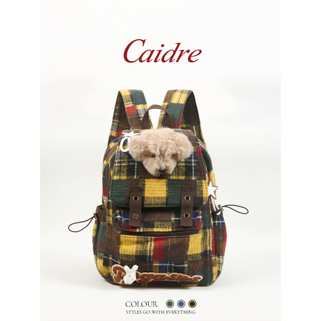 Caidre Cute Puppy Canvas Backpack Casual School Bag Travel Small Backpack