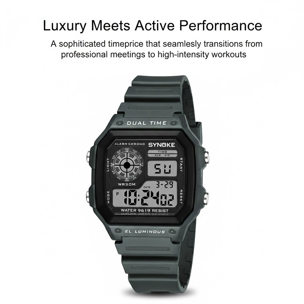 SYNOKE นาฬิกาสปอร์ตผู้ชายกันน้ําหรูหราแฟชั่นคลาสสิก Timepiece สําหรับฤดูใบไม้ผลิฟิตเนสฤดูร้อนผจญภัยสีดําสีเทาสีขาวสีฟ้าสีเขียว