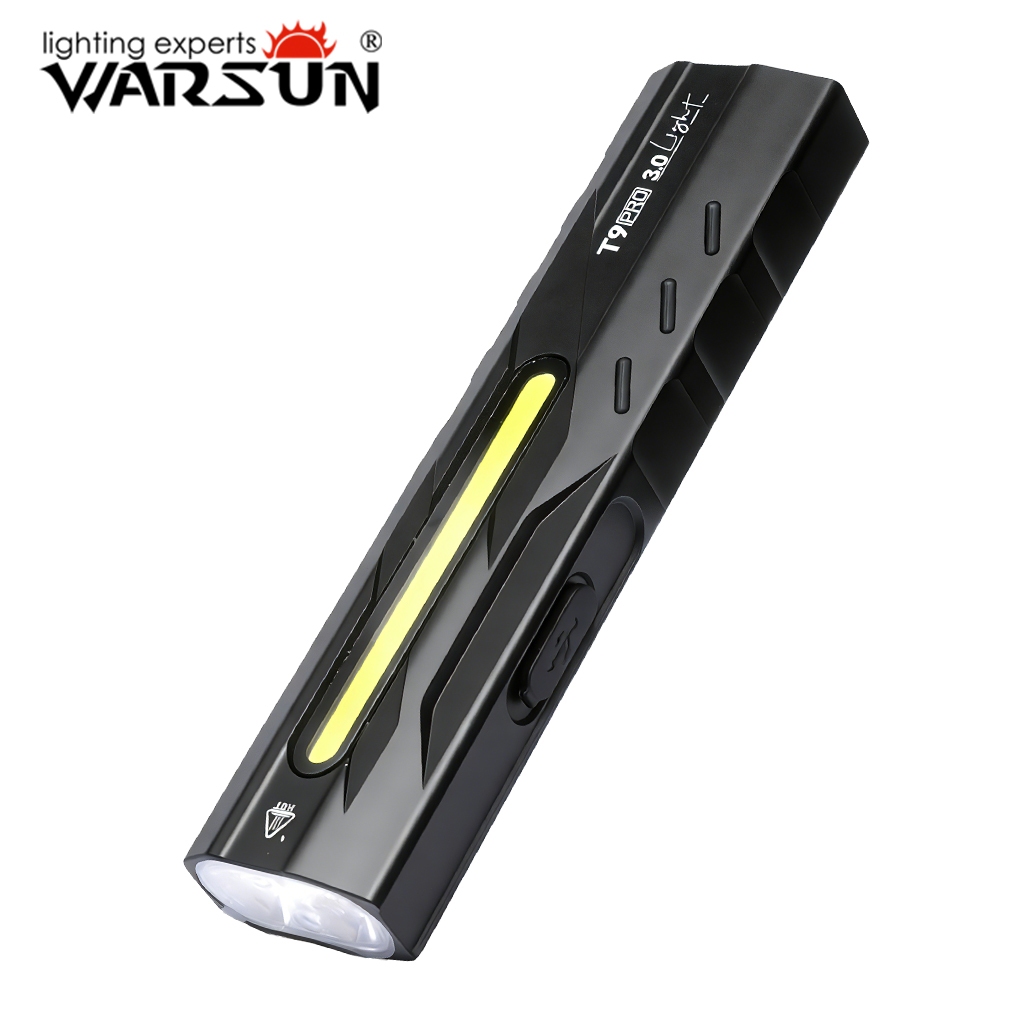 WARSUN T9 1300LM ไฟฉายแบบชาร์จไฟได้ UV Light & Red Laser - ไฟฉายแม่เหล็ก 6-in-1 สําหรับการตกปลา การตรวจจับ