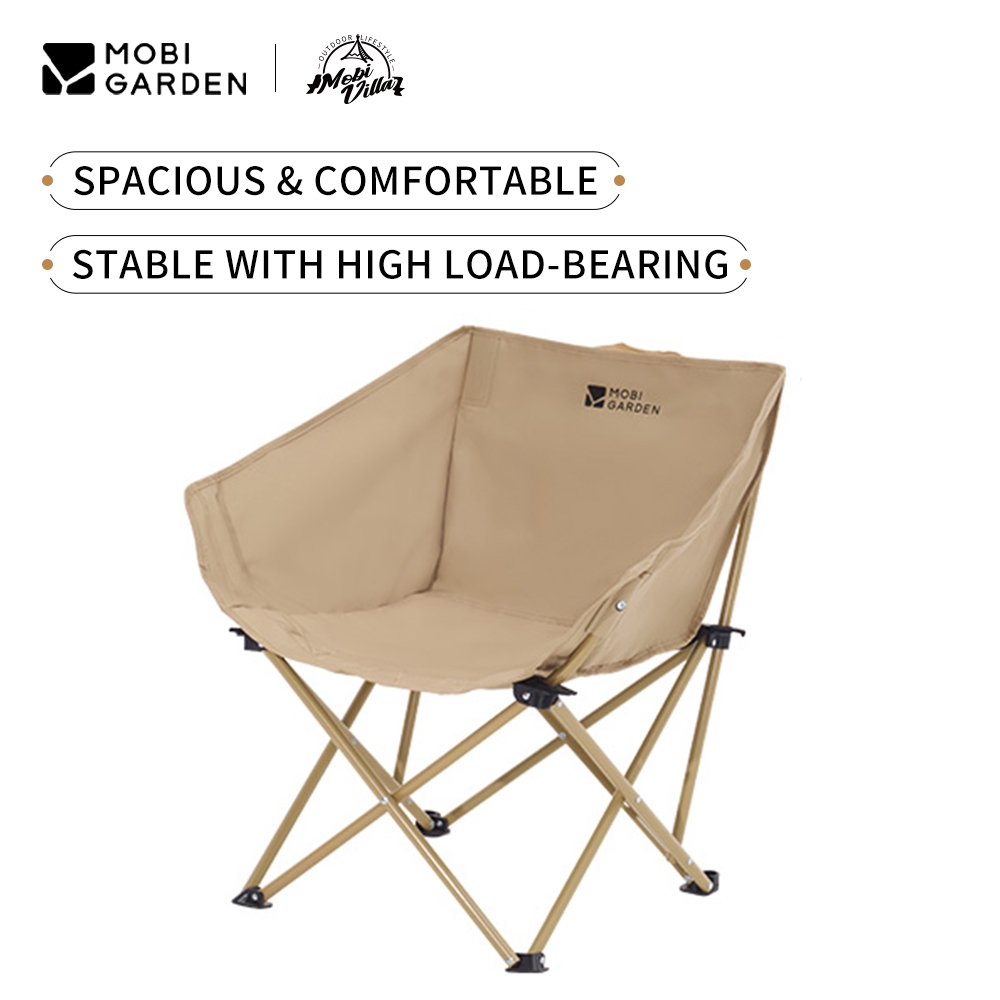 MOBI GARDEN Camping เก้าอี้พับน่ารักและง่ายต่อการจัดเก็บสําหรับผู้ปกครองและเด็กโหลดสูง-Bearing สามมิติ U-Shaped Embrace