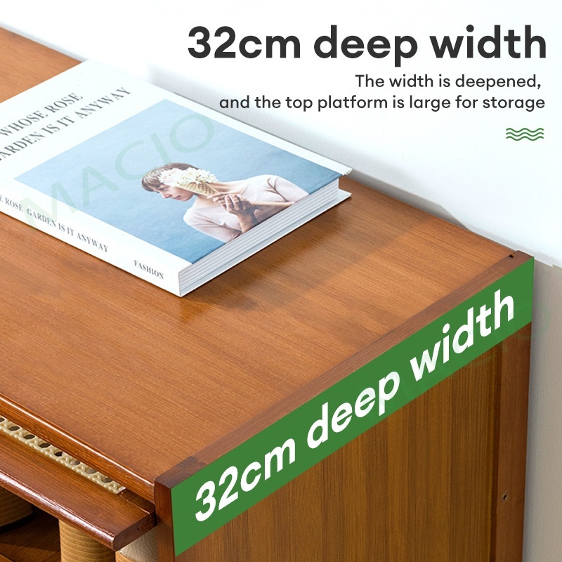 EHOME 7ชั้น ตู้ชั้นเก็บรองเท้า 4/3/2 ประตู ระบายอากาศได้ ตู้รองเท้าไม้ ทนทาน ทำโดยไม้ไผ่ธรรมชาติ ประหยัดพื้นที่ - รูปที่ 3