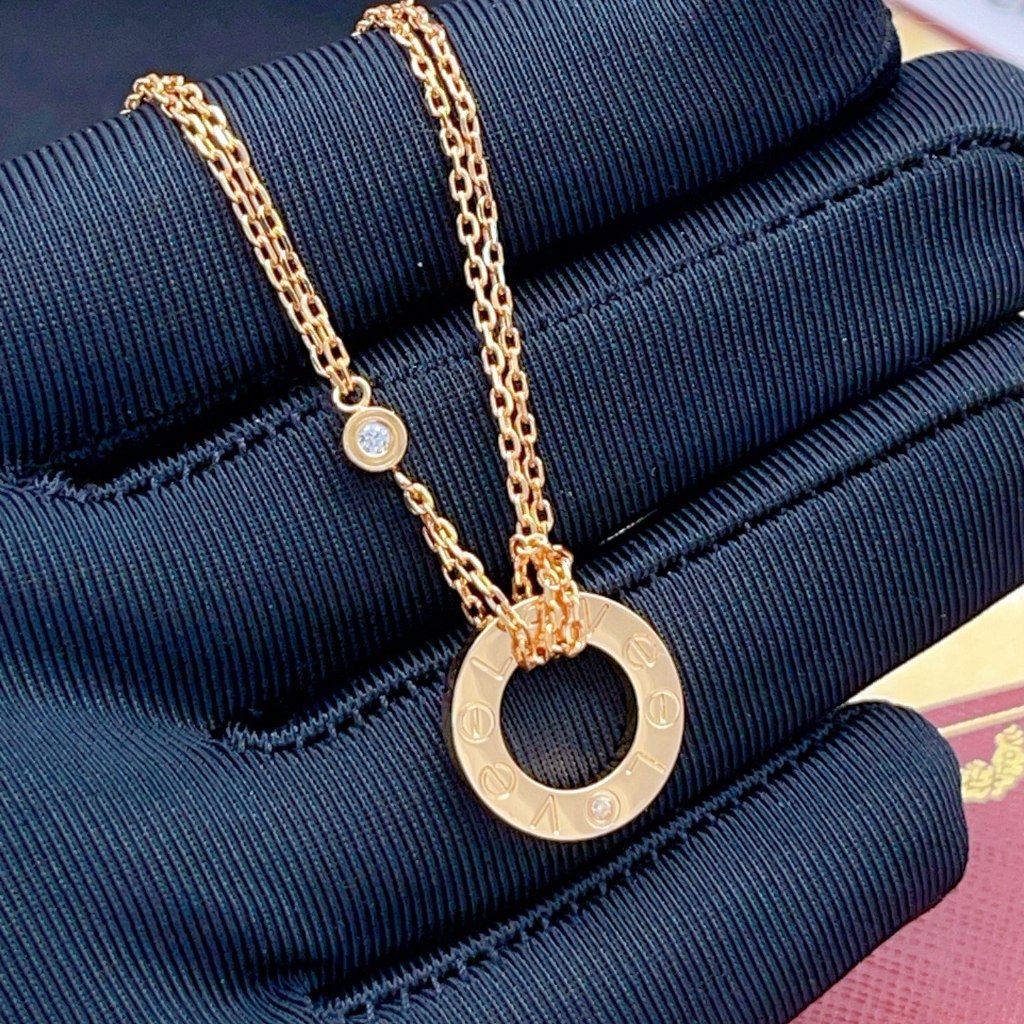 สร้อยคอมัลติฟังก์ชัน AU750 สไตล์โรสโกลด์ เพชร SOLO ทนทานและหรูหรา