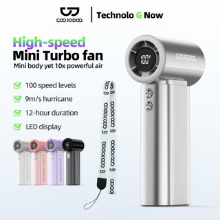 GOOJODOQ 4000mAh Mini Fan GFS007 Turbo Jet Strong Wind Portable Rechargeable Handheld High Speed Fan