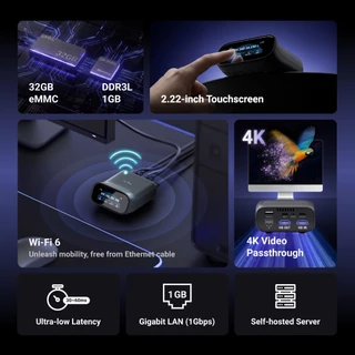 GL.iNet Comet Pro (GL-RM10) รีโมท KVM Over Wi-Fi, Dual Band Wi-Fi 6, 4K@30FPS Passthrough, หน้าจอสัมผัส, 32GB eMMC, Tailscale รองรับระยะไกลและตําแหน่งสําหรับ ATX