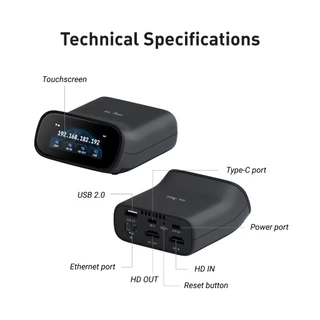 GL.iNet Comet Pro (GL-RM10) รีโมท KVM Over Wi-Fi, Dual Band Wi-Fi 6, 4K@30FPS Passthrough, หน้าจอสัมผัส, 32GB eMMC, Tailscale รองรับระยะไกลและตําแหน่งสําหรับ ATX