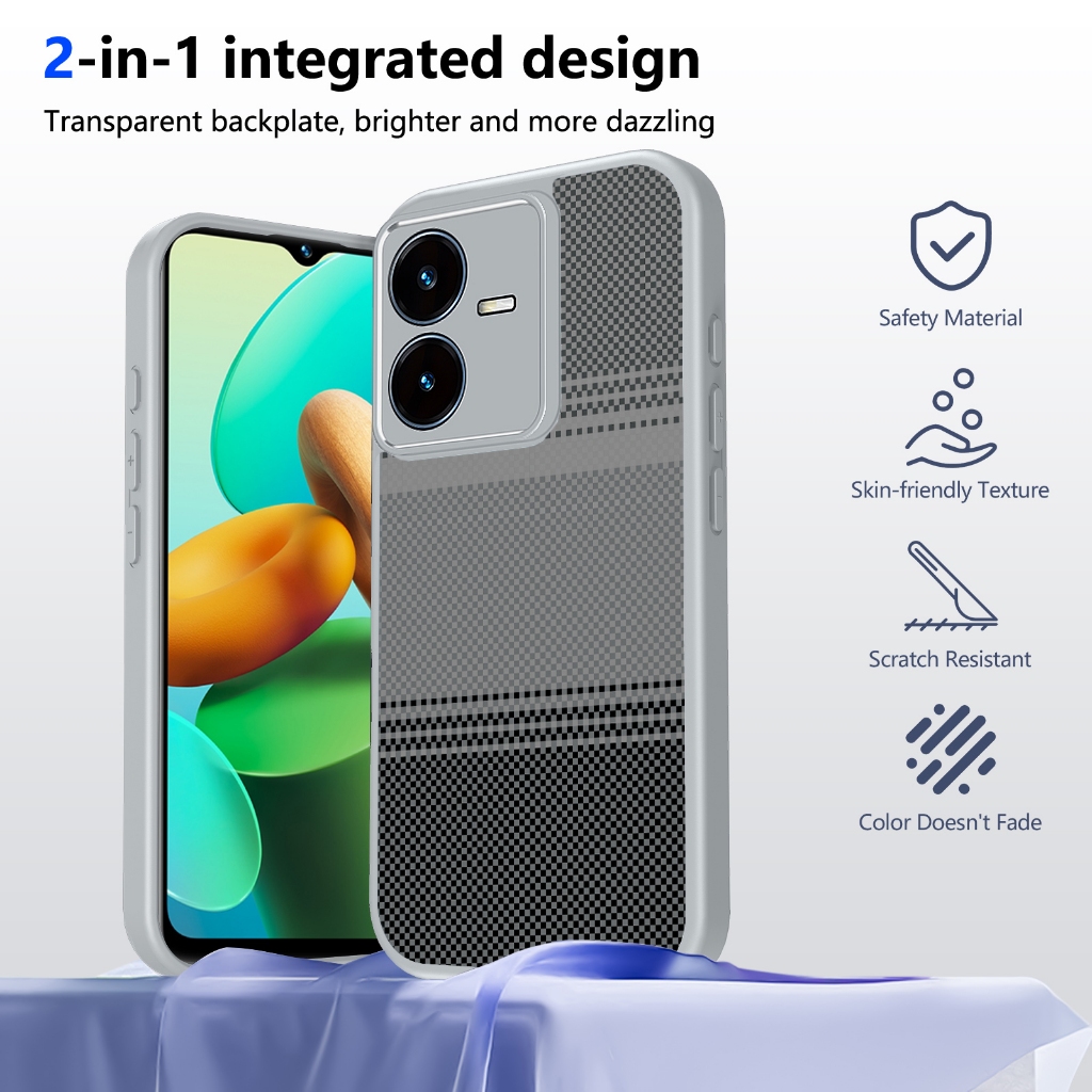 คาร์บอนไฟเบอร์ภาพ Frosted รู้สึกโปร่งใสอะคริลิคสําหรับ VIVO Y20 Y20S Y20i Y20G Y20A Y20T Y12S Y12G Y