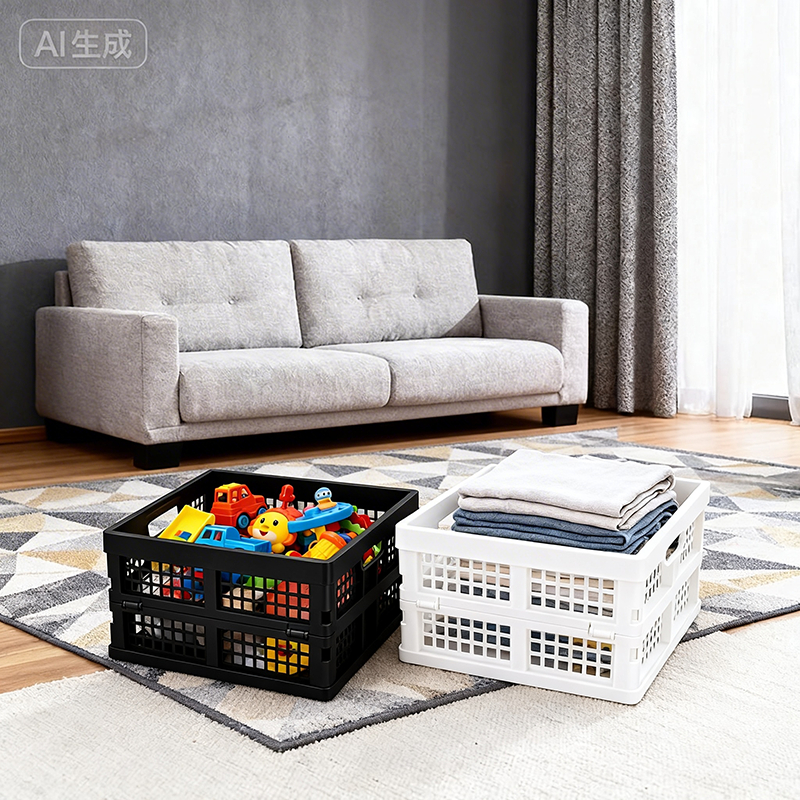 Uhouse 2 ชิ้น 16 ลิตรลังเก็บของพลาสติกแบบพับได้สําหรับห้องครัว, ห้องน้ํา, ท่องเที่ยว, ร้านขายของชํา