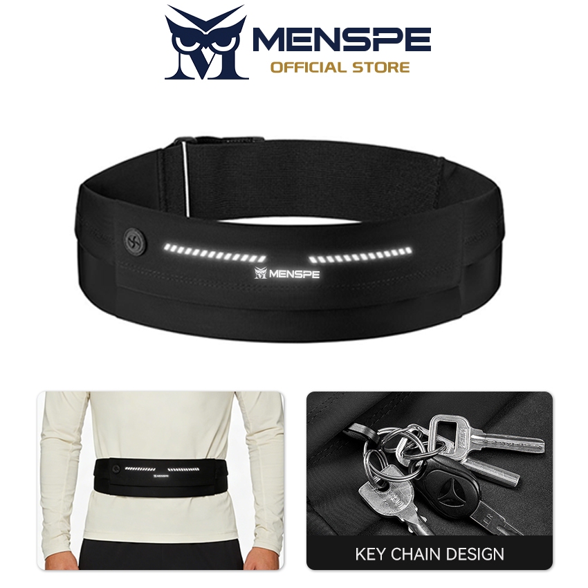 MENSPE กระเป๋าคาดเอวสําหรับเล่นกีฬากลางแจ้งอเนกประสงค์กันน้ําทนต่อการสึกหรอหูฟังกระเป๋าคาดเอวรูพร้อม