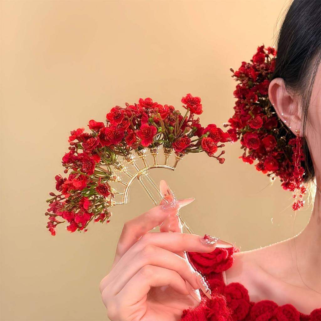 Gypsophila Hairpin สำหรับเจ้าสาว ชุดอุปกรณ์เสริมผมแบบดั้งเดิมและหรูหรา พร้อมดอกไม้ประดับ