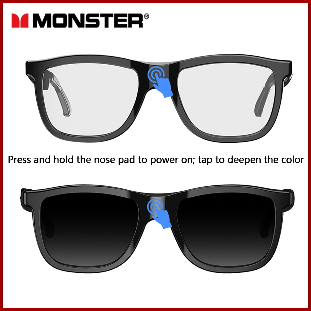 Monster Airmars E05 Bluetooth 5.4 หูฟังไร้สาย HD Call คลิกเพื่อเปลี่ยนสี การแปลโดย AI IPX54 UV แว่นกันแดดอัจฉริยะ