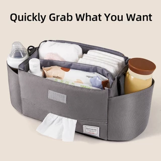 Sunveno Universal รถเข็นเด็กทารก Organizer ขยายกระเป๋าผ้าอ้อมพร้อมสายคล้องไหล่,ที่วางแก้ว,กระเป๋าซิปรถเข็นเด็กอุปกรณ์เสริม Travel