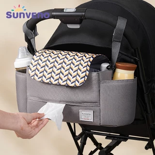 Sunveno Universal รถเข็นเด็กทารก Organizer ขยายกระเป๋าผ้าอ้อมพร้อมสายคล้องไหล่,ที่วางแก้ว,กระเป๋าซิปรถเข็นเด็กอุปกรณ์เสริม Travel