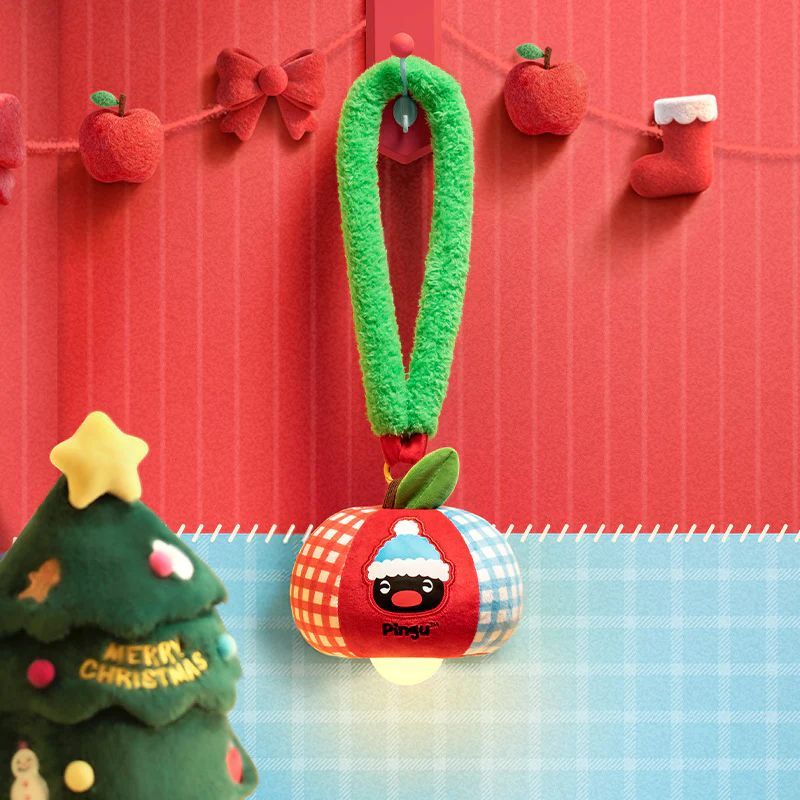 MarTUBE Pingu Apple Plush Christmas Light จี้ตุ๊กตาผ้ากำมะหยี่
