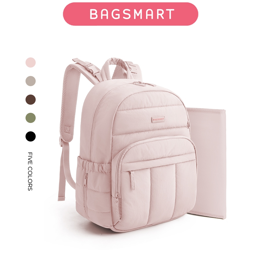 BAGSMART Mommy Backpack กระเป๋าผ้าอ้อมแบบพกพา Insulated Maternity Hospital Bag กันน้ําหลายช่อง