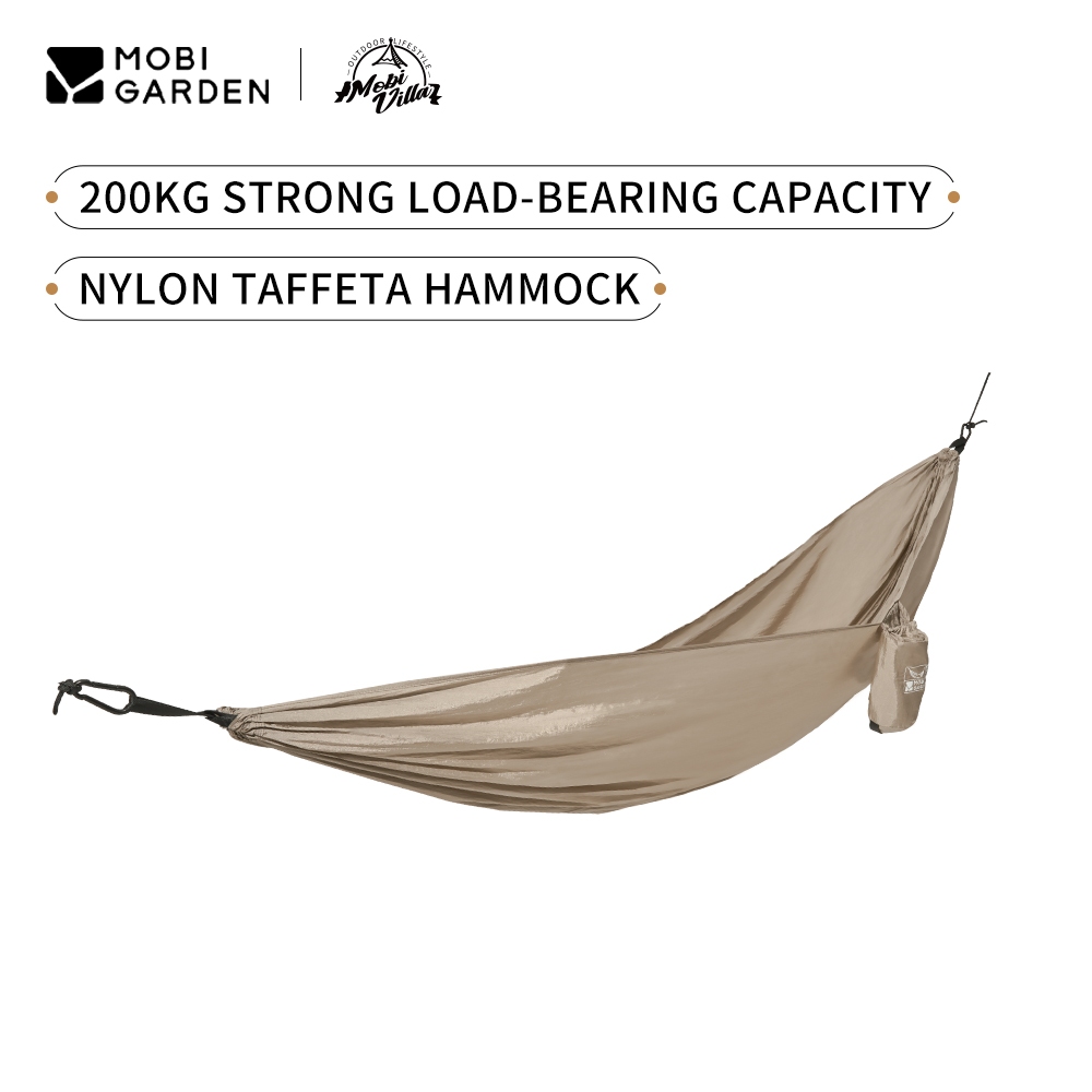 MOBI GARDEN Hammock ทำจากไนลอน เหมาะสำหรับการcamping, ปิก ที่ชายหาด และการพักผ่อนแบบโยกย้อย