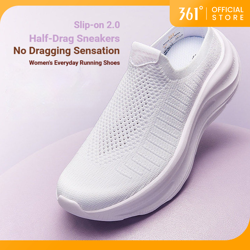 361 Degrees  One Pedal 2.0 รองเท้าผ้าใบแบบสวมสำหรับผู้หญิง พื้นหนา ส่วนบนทำจากตาข่ายระบายอากาศ 682612236