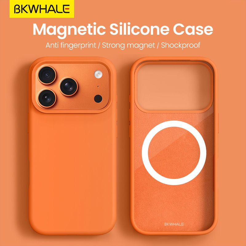 BKWHALE ซิลิโคนเหลวแม่เหล็กดูดเคสโทรศัพท์สําหรับ iPhone 17Pro Max iPhone 16 17 Pro Max ใหม่หลุมขนาดใหญ่ iPhone17 รวมทุกอย่างฝาครอบป้องกันปลอกนุ่ม