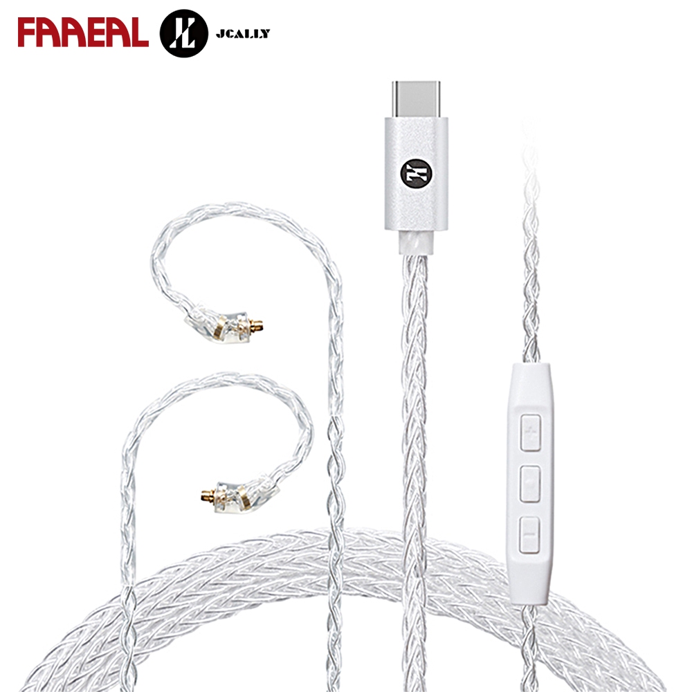 FAAEAL JCALLY TC30 PRO ชุดหูฟังเปลี่ยนสาย Bold 8 Cores OFC ขดลวดชุบเงิน HiFi Audio อัพเกรดสาย MMCX/Q