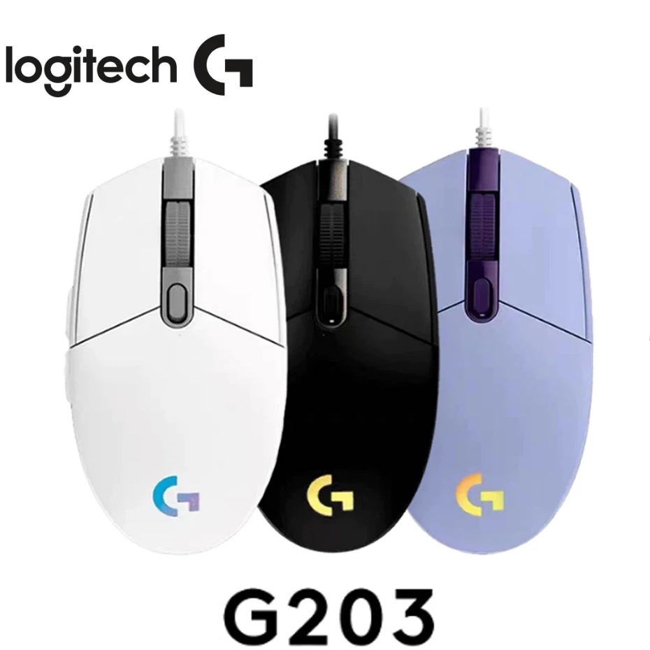 Logitech G203 LIGHTSYNC Wired Gaming Mouse (เมาส์สําหรับเล่นเกม RGB พร้อมปุ่มตั้งโปรแกรมได้ 6 ปุ่ม เ