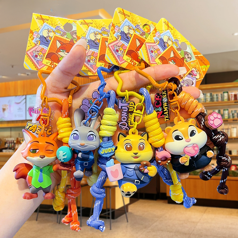 Zootopia Nick Judy พวงกุญแจการ์ตูนกระเป๋าประณีตคู่จี้หุ่นอุปกรณ์เสริมพวงกุญแจ