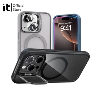 [it]เคสโทรศัพท์แม่เหล็กสําหรับiPhone 11-17 Pro Max | ขาตั้งกล้อง | กันกระแทก | ตัวป้องกันเลนส์ | ฟิล์มกันรอยเลนส์เลนส์หลายสี