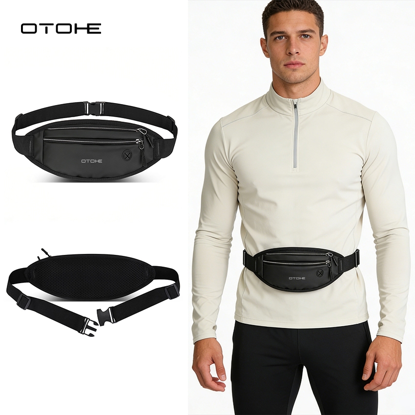 OTOHE Unisex กีฬา Ultra Thin กระเป๋าคาดเอวมัลติฟังก์ชั่น Water-Repellent ปรับขนาดใหญ่ความจุกระเป๋าคาดเอวสําหรับออกกําลังกายกลางแจ้ง