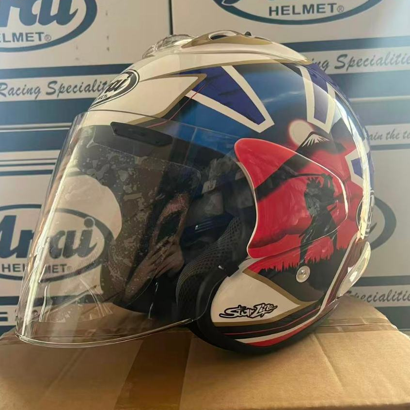 ARAI VZ Ram Blue Knife Guard หมวกกันน็อคครึ่งใบ ขี่มอเตอร์ไซค์ หมวกกันน็อคป้องกันการตก