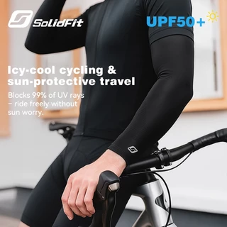 SolidFitr Arm Sleeves 1 Pair ปลอกแขนฤดูร้อน พร้อมปลอกนิ้ว เย็น-เย็น สำหรับปั่นจักรยานกลางแจ้งและกีฬา ออกกำลังกาย UPF50+