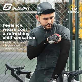 SolidFitr Arm Sleeves 1 Pair ปลอกแขนฤดูร้อน พร้อมปลอกนิ้ว เย็น-เย็น สำหรับปั่นจักรยานกลางแจ้งและกีฬา ออกกำลังกาย UPF50+