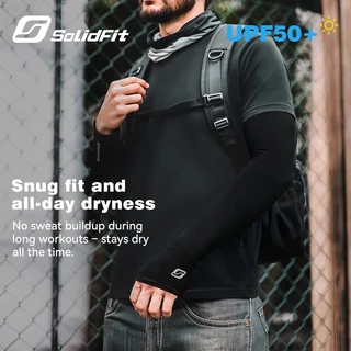 SolidFitr Arm Sleeves 1 Pair ปลอกแขนฤดูร้อน พร้อมปลอกนิ้ว เย็น-เย็น สำหรับปั่นจักรยานกลางแจ้งและกีฬา ออกกำลังกาย UPF50+