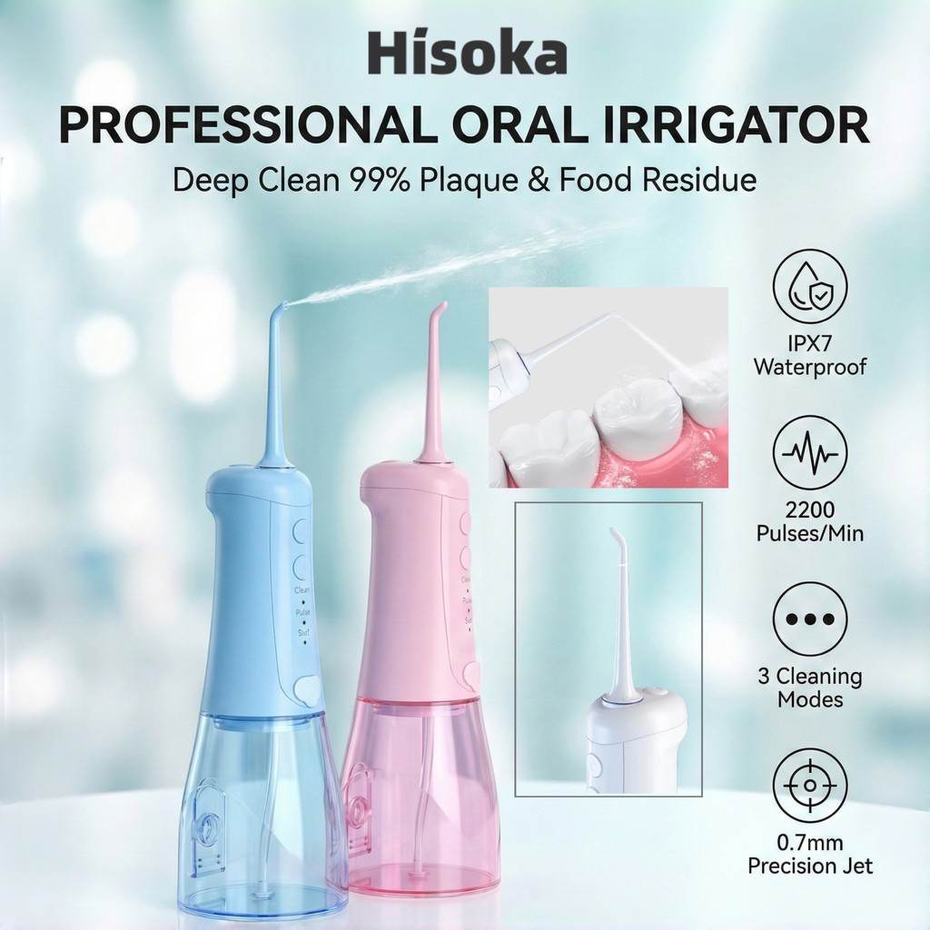 Hisoka Water Flosser ฟัน Rinser ไฟฟ้า IPX7 Water Flosser ในครัวเรือนทําความสะอาดฟันถังน้ําขนาดใหญ่เค
