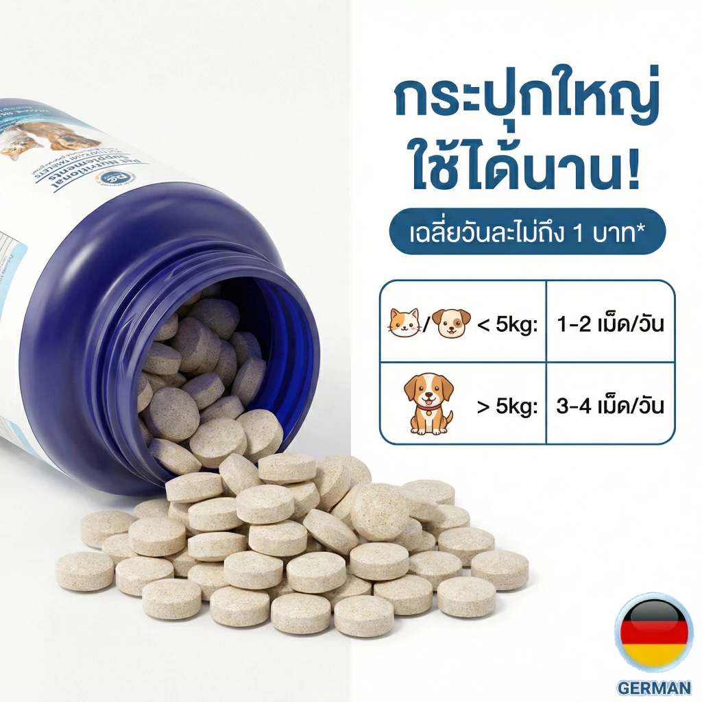 [200 เม็ด] PetClear มัลติวิตามิน อาหารเสริมสัตว์เลี้ยง แก้ปัญหาขนร่วง ผิวแพ้ง่าย บำรุงเลือด สุขภาพแข thumbnail 5