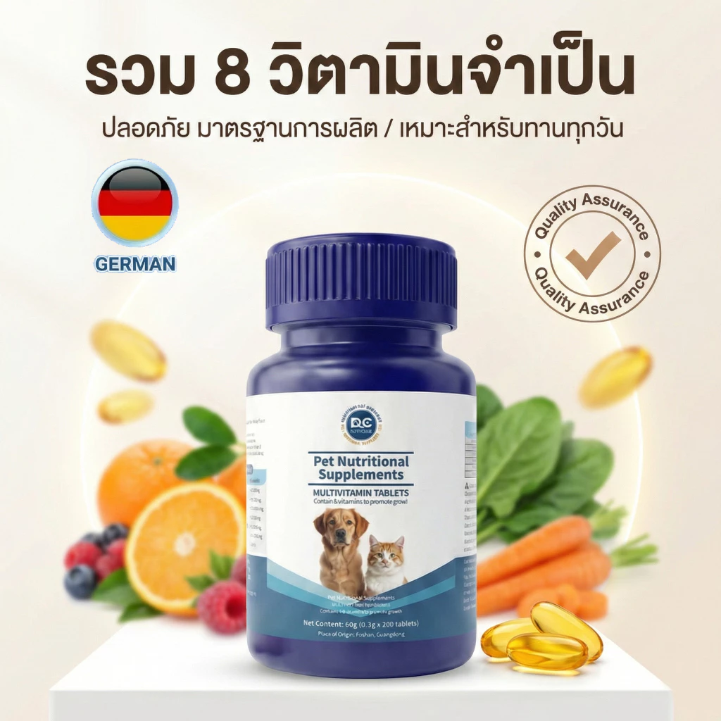 [200 เม็ด] PetClear มัลติวิตามิน อาหารเสริมสัตว์เลี้ยง แก้ปัญหาขนร่วง ผิวแพ้ง่าย บำรุงเลือด สุขภาพแข