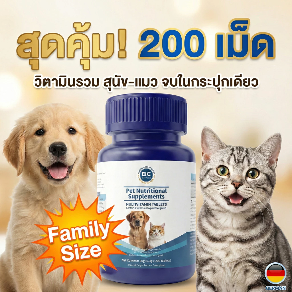 [200 เม็ด] PetClear มัลติวิตามิน อาหารเสริมสัตว์เลี้ยง แก้ปัญหาขนร่วง ผิวแพ้ง่าย บำรุงเลือด สุขภาพแข thumbnail 7