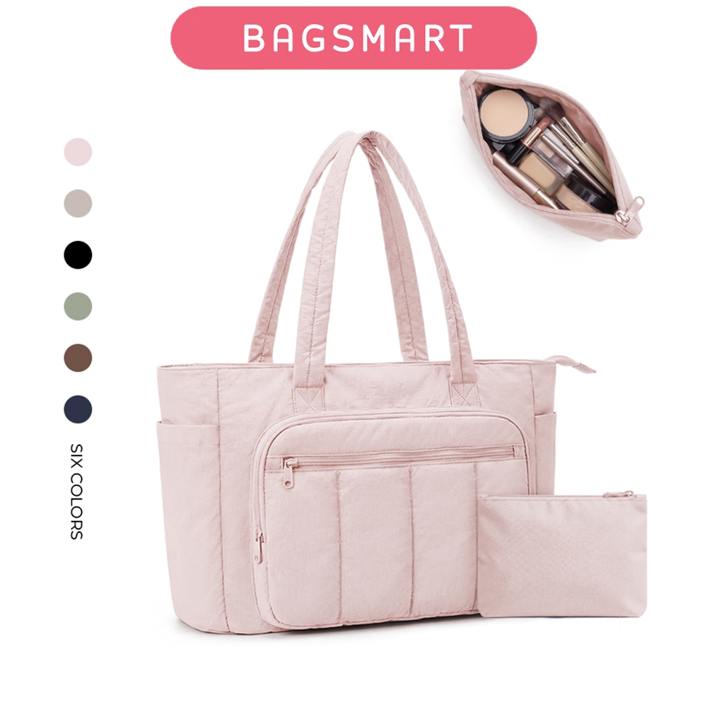 BAGSMART กระเป๋าโท้ทความจุขนาดใหญ่พร้อมอุปกรณ์เสริมแพ็คกระเป๋าสะพายกันน้ํา 15.6 "กระเป๋าแล็ปท็อปสําหรับเดินทางธุรกิจโรงเรียน