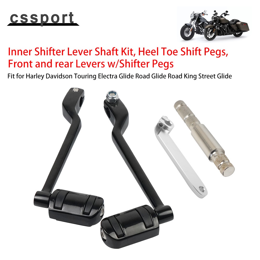Inner Shifter Lever Shaft Kit, Heel Toe Shift Pegs, ด้านหน้าและด้านหลัง Levers w/Shifter หมุด Fit สําหรับ Harley Davidson Touring Electra Road Glide Road King Street Glide