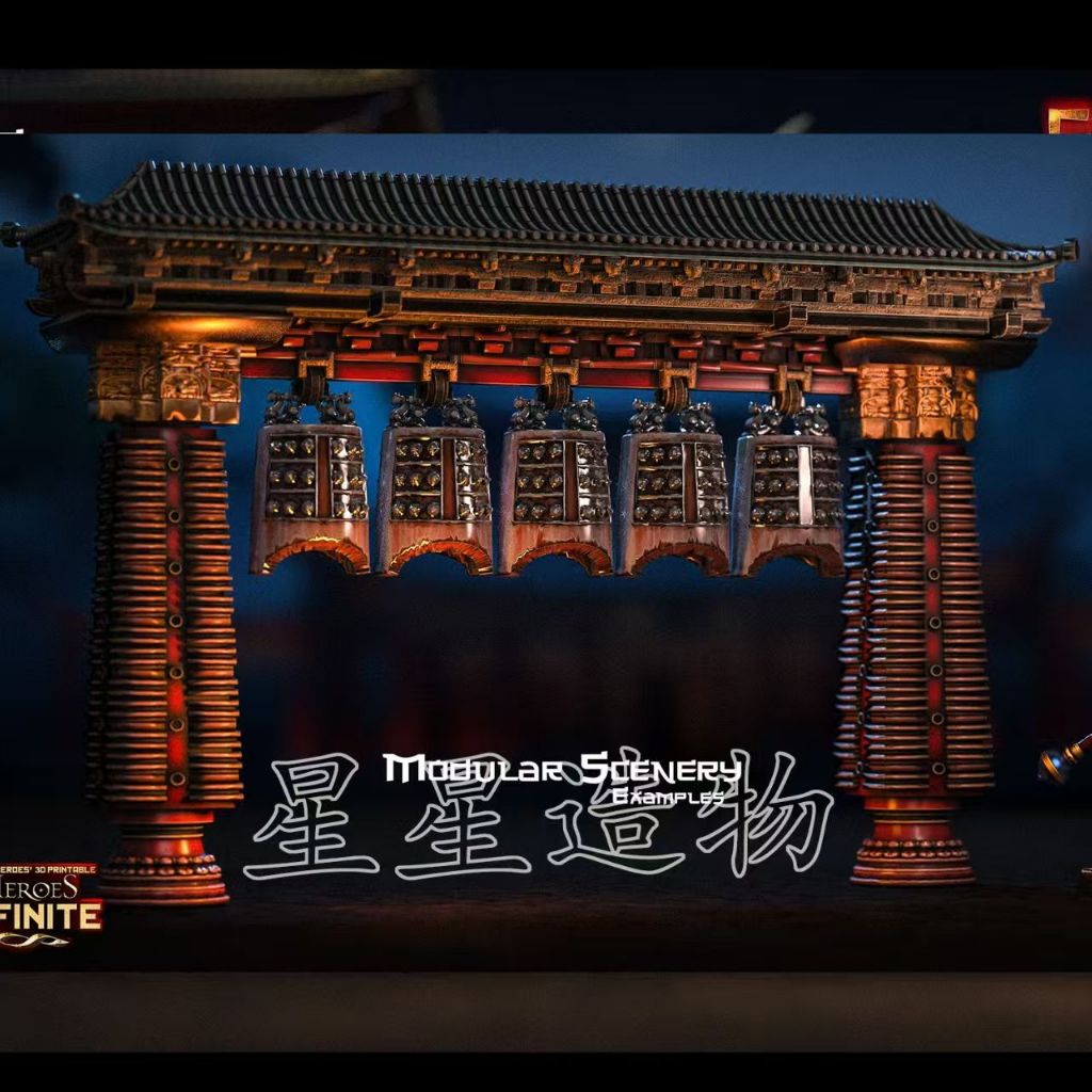 Oriental Fantasy Building Model เดสก์ท็อปตกแต่ง Angry Hero Warhammer War Chess 3D การพิมพ์สีขาวรุ่น 