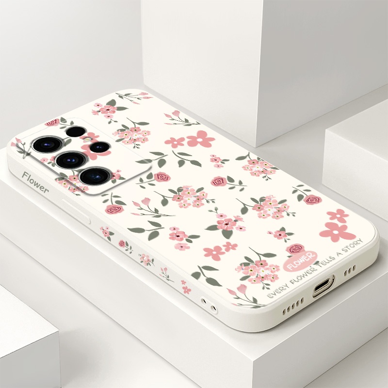 เคสโทรศัพท์สําหรับ Samsung Galaxy S26 Plus Ultra 5G ดอกไม้สีชมพูซิลิโคน ราคา ถูกที่สุด ดีลบีเคเค