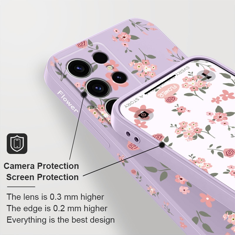 เคสโทรศัพท์สําหรับ Samsung Galaxy S26 Plus Ultra 5G ดอกไม้สีชมพูซิลิโคน ราคา ถูกที่สุด ดีลบีเคเค แกลเลอรีภาพที่ 5