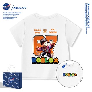 NASA เสื้อยืดเด็ก Roblox แขนสั้น ผ้าฝ้าย 100% เสื้อยืดเด็กผู…