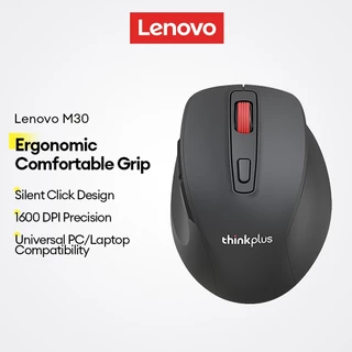 เมาส์ไร้สาย Lenovo M30 และเมาส์ตามหลักสรีรศาสตร์สํานักงานพร้อม 1600 DPI และ Silent Click plus แล็ปท็อปพีซีเข้ากันได้