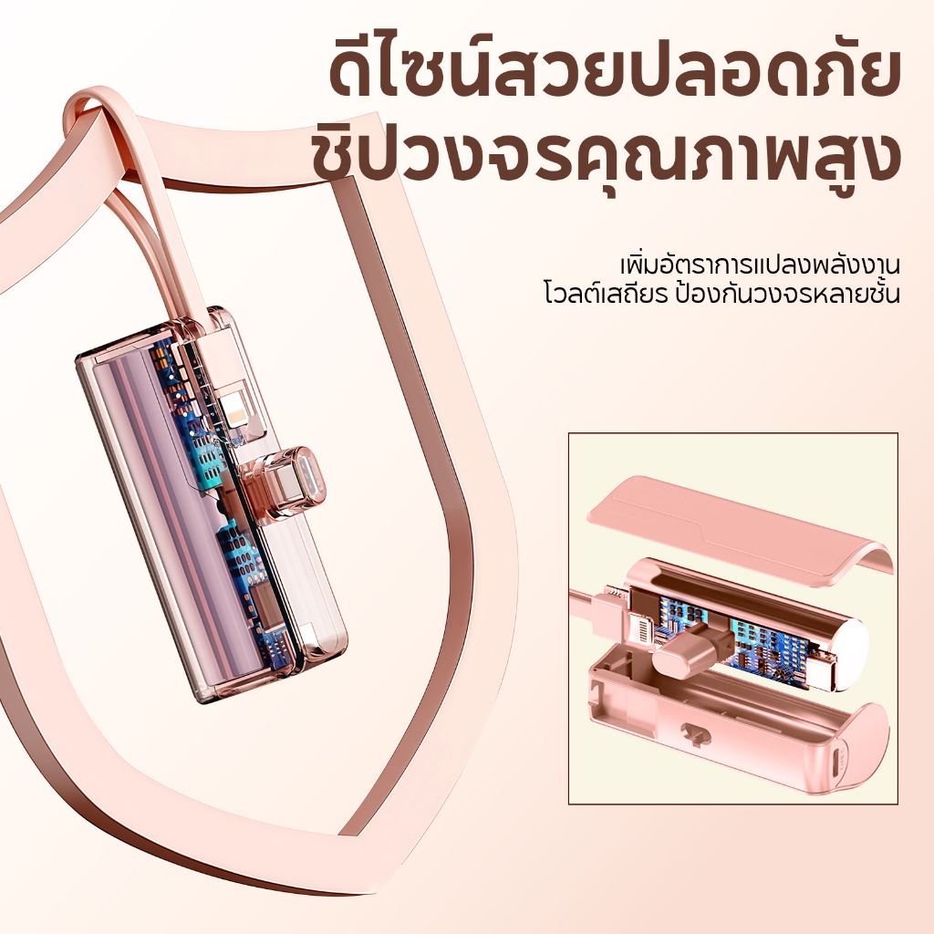LUOBR M01 Power Bank 5000mAh ขนาดเล็กพกพาสะดวก  ตัวเลือกการเลือก 3 สี รับประกัน 1 ปี ราคา ถูกที่สุด ดีลบีเคเค แกลเลอรีภาพที่ 8