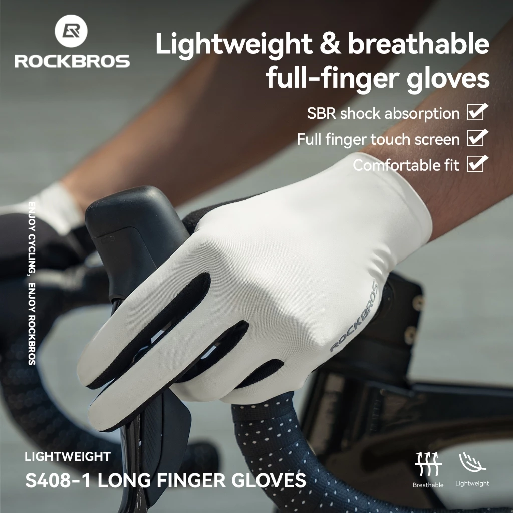 【พร้อมส่ง】ROCKBROS ถุงมือปั่นจักรยานเต็มนิ้ว กันลื่น ซับแรงกระแทก สําหรับถนนและเสือภูเขา